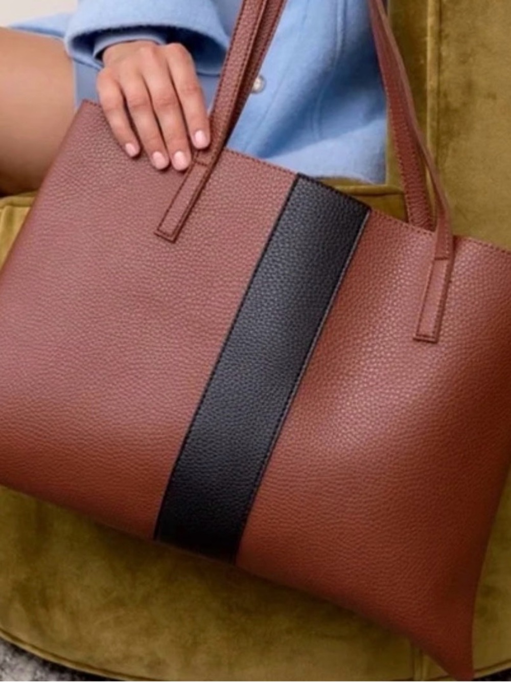 Vince Camuto Pebbled Saddle Brown Tote